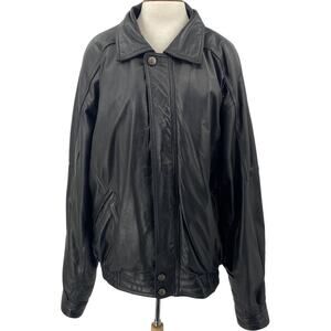 Vintage Wilsons Leather Jacket Thermal Insulated Collared Full Zip Black XL Tall